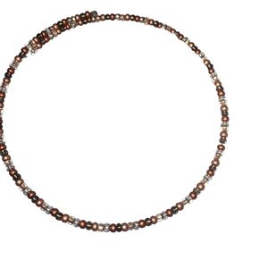 Elegant Brown and Silver Beaded Necklace